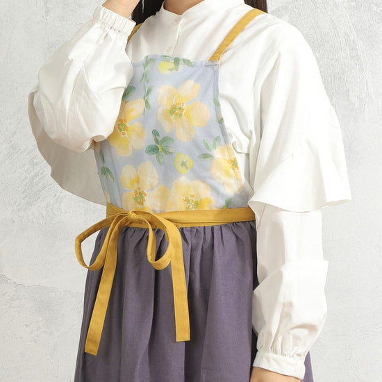 [Michelle Machoto] Long Wide Gathered Apron with a Loquat Pattern D-0006