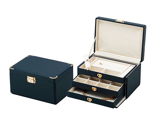 Leather 3-drawer jewelry box with key, made-to-order approx. 3 weeks AR-447