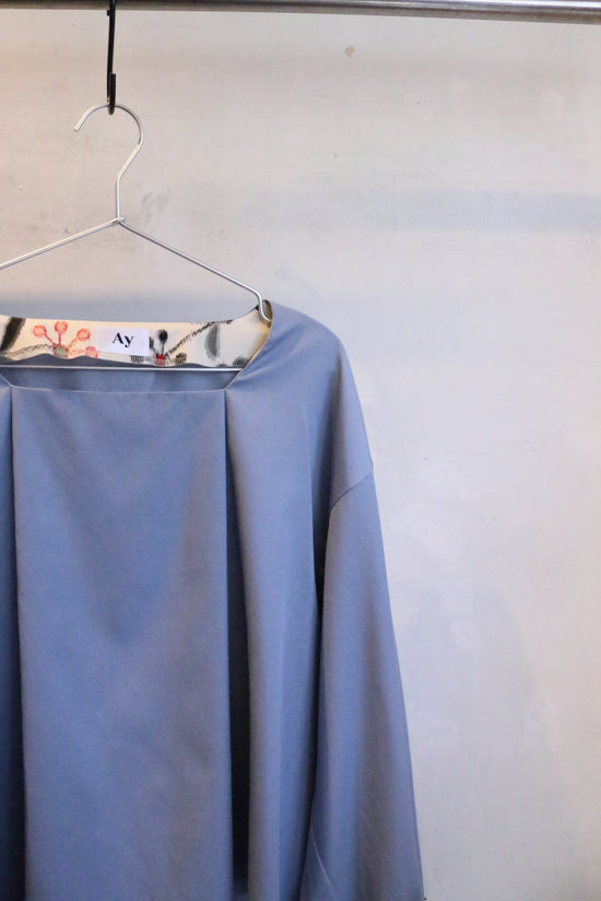 Fluff Square Neck Blouse -Blue