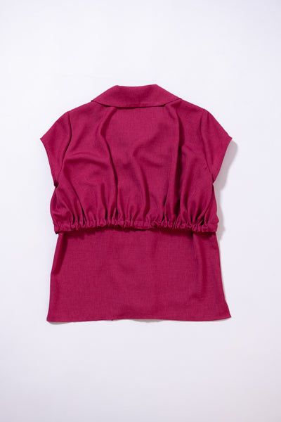 Open Collar Cape Blouse (PINK)