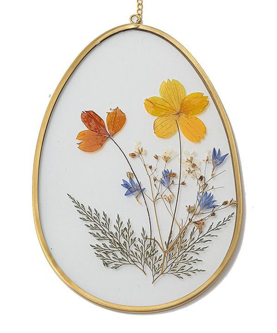 Pressed flower oval glass wall decoration M17-2564