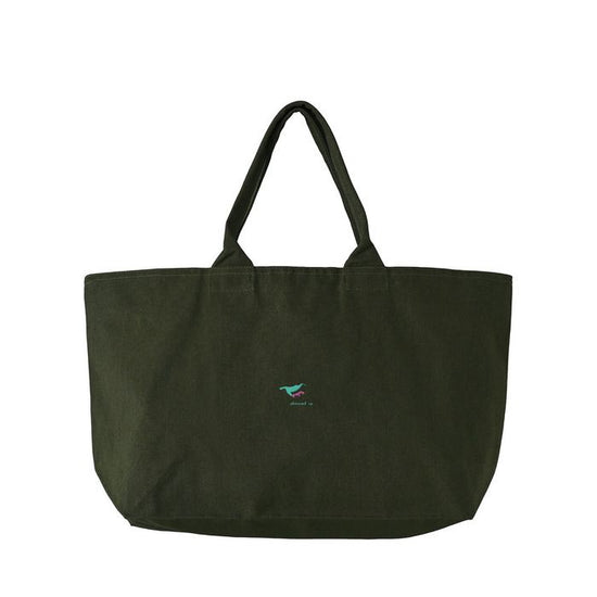 Zip tote bag [campus] olive "Humpback whale parent-child bond"