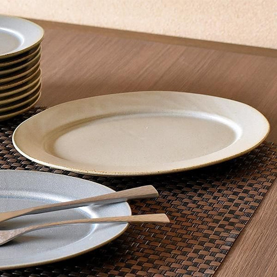 Wide Rim Ivory 23cm Platter, White Type, Western Tableware, Modified Plate, Made in Japan, Minoyaki, Cafe Style