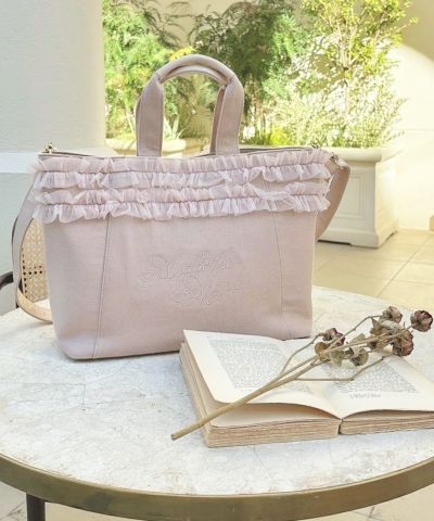 Tulle Ruffle Canvas Tote