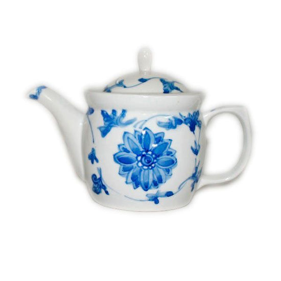 [Eisyou] Pot with floral wheel design in underglaze blue