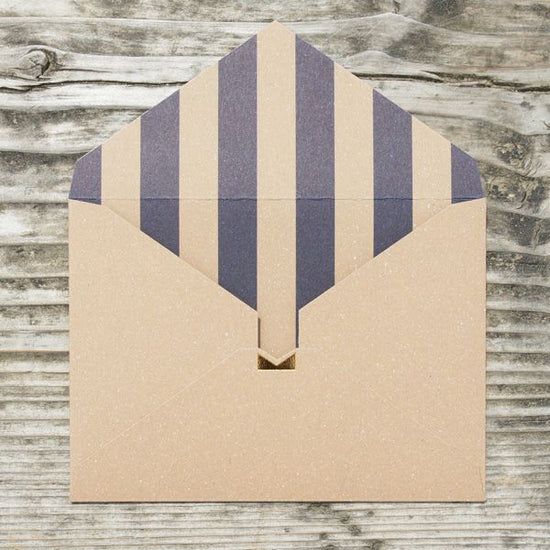 Stylish Envelopes with Cards [Kraft × Stripe Navy Blue] HCB03A