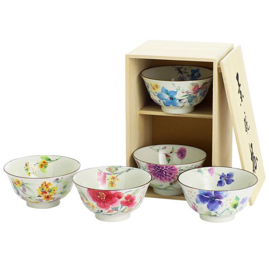 Flower Watercolor Porridge & Zosui Bowl Set (01799)