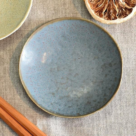 Cuisine Glazed blue bean dish, blue, Western tableware, small dish, made in Japan, Minoyaki