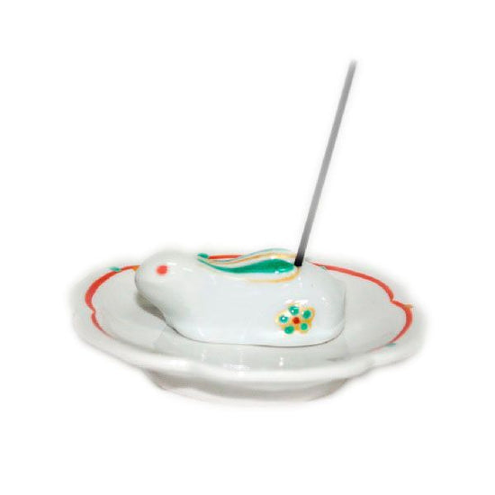 [Eisyou] Rabbit shaped incense burner with dish (green)