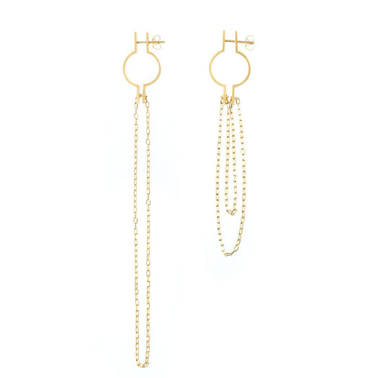 SV long pierced earrings / Lock Chain