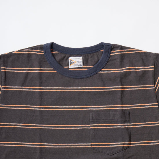 [24SS NEW]FELCO S/S CREW POCKET-T IVY STRIPE-CHARCOAL BLACK/ CHARCOAL NAVY