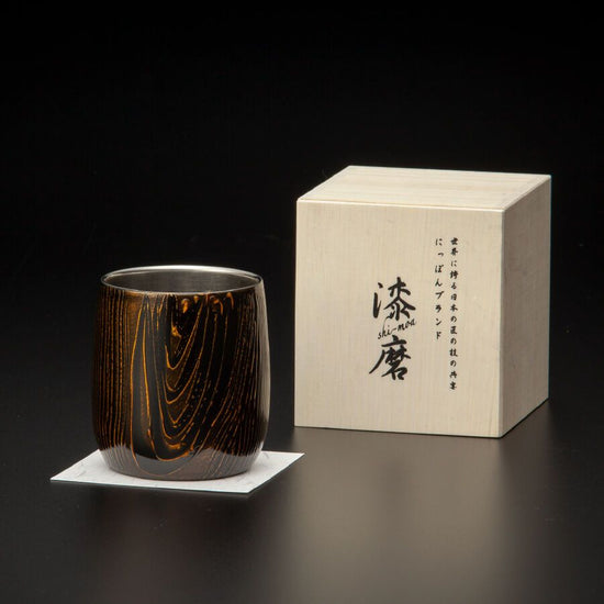 Lacquer polished cup, double structure, Wamodan series, Dharma, Ebony SCW-D201