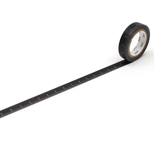 mt Masking Tape ex – Ruler on Black, 10mm×7m