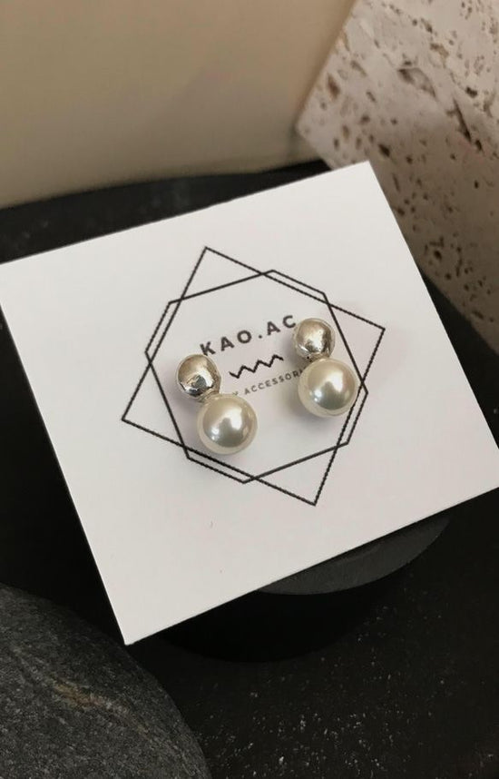 silver950 double ball pierce pearl pierced earrings/resin clip-on earrings silver ball