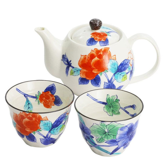 Flower Cloisonne Pair Pot Tea Set (02562)