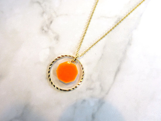 ceramic and gold ring necklace (orange)