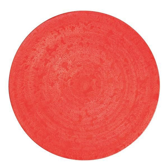 Awash Shu Red Flat Plate Red Japanese Tableware Round Large Plate, Made in Japan, Minoyaki, Stylish, Modern