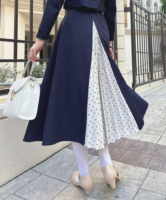 Dot Switched Back Pleated Skirt