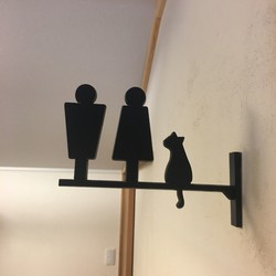 Toilet Sign Human Shaped Meets Cat