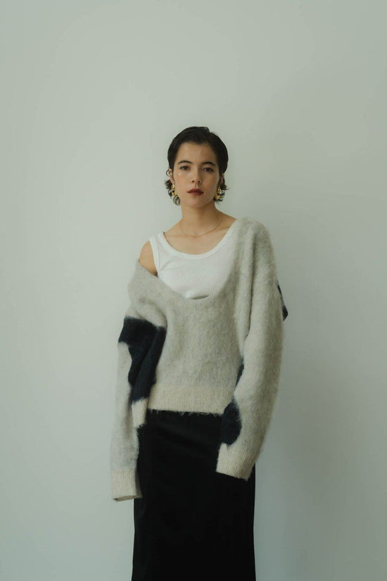 Uneck Knit Pullover(unisex)/GrayNavy(Additional Sales 10/22 20:00~ 10/24 12:00)