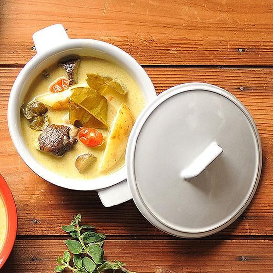 White Cocotte M White Type Western Tableware Ovenware Souffle Cocotte Oven OK Made in Japan Minoyaki