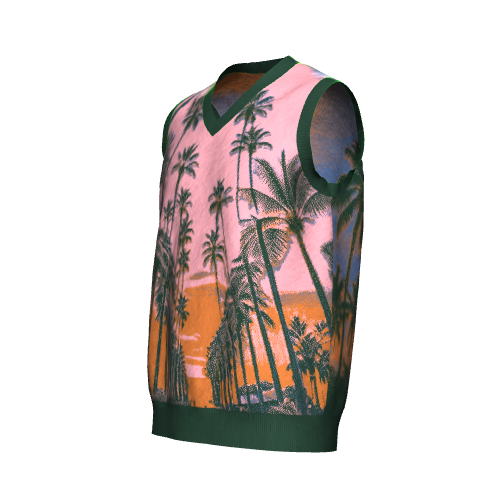 [Palm Tree Path Leading to Dusk] Jacquard Vest