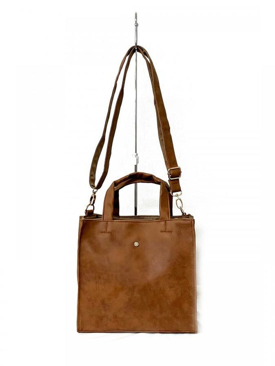 Matte synthetic leather simple 2-way handbag