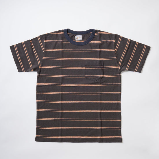 [24SS NEW]FELCO S/S CREW POCKET-T IVY STRIPE-CHARCOAL BLACK/ CHARCOAL NAVY