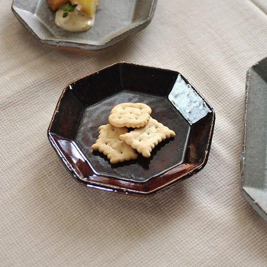 Angle Brown S Brown Western tableware, shaped plate, made in Japan, Minoyaki, café style, stylish, modern