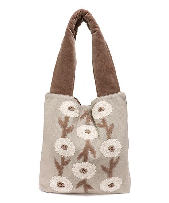 Dahlia embroidered tote bag (2 colors)H24W030