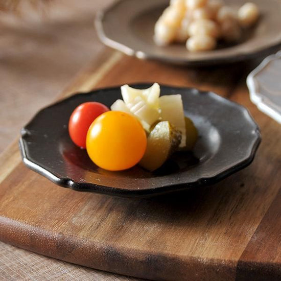 Depre Black Petit Round Plate, Black Type, Western Tableware, Round Plate, Made in Japan, Minoyaki, Cafe Style, Stylish, Modern