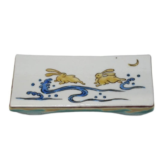 [Eisyou] Old Kutani hand-decorated inked floor with rabbit design