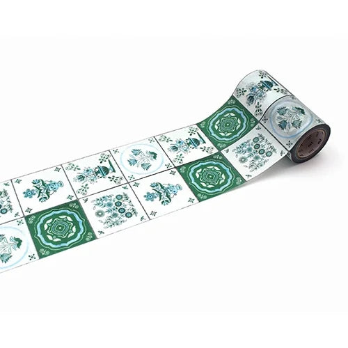 mt casa Thick Washi Tape – Flower Tiles, 90mm×7m