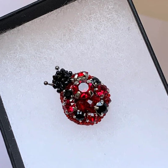 Ladybug Bead Embroidery Tie Tuck Pin Brooch 3