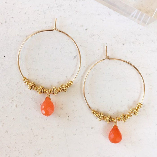 Drop stone hoop pierce/earring