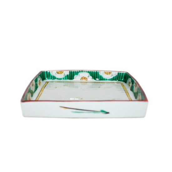 [Eisyou] Rectangular dish with foot and white plum design