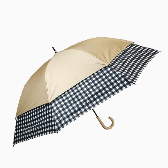 Transform Umbrella Solid Color and Checkered Pattern Hem Spreading Umbrella Wind-away Umbrella Sunny / Rainy Body Lining Black Coated