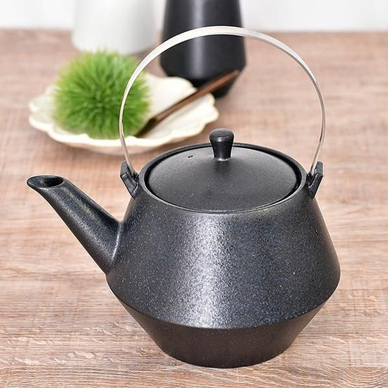 Frustum Earthenware, black, black type, Japanese tableware, earthenware, kyusu/pot, made in Japan, Minoyaki, stylish, modern