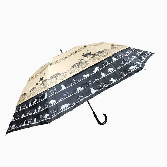 Transform Umbrella Lace & Cat Pattern Hemmed Umbrella Sunny / Rainy Black Coated Body Lining
