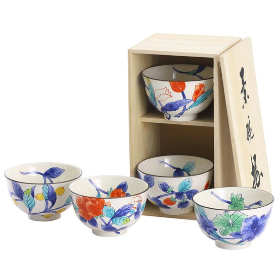 Set of Flower Cloisonne Rice Bowls (02560)