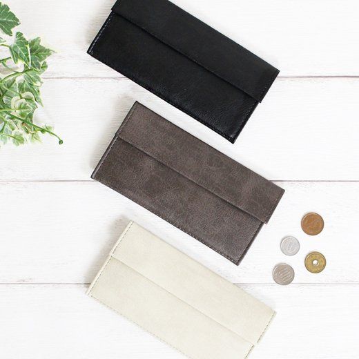 8 colors] Minimalist long wallet, perfect size for bills [easy access to cards and coins], for the minimalist, Made of vegan Leather [Japanese Man-Made Leather