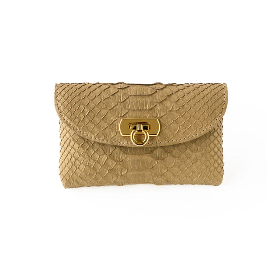 Flap wallet fleur medium python / antique gold