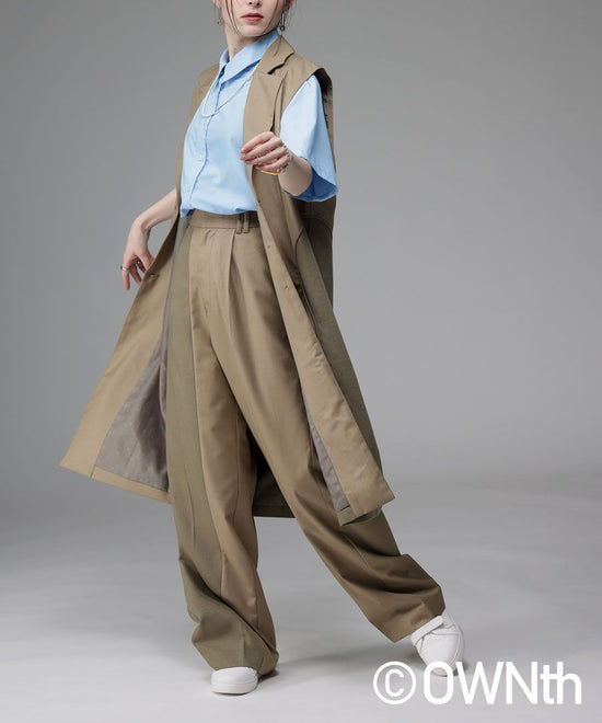 Asymmetrical Design Tuck Pants