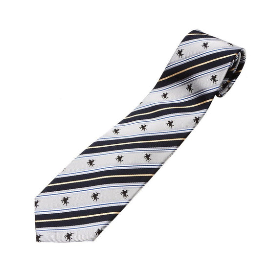 Necktie Nishijin silk regimental stripe - 19. MASAMUNE Masamune Masamune, dark blue with Date Masamune motif, made in Japan