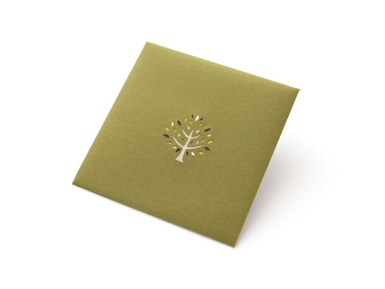 Paper cutout pouch [tree, olive].