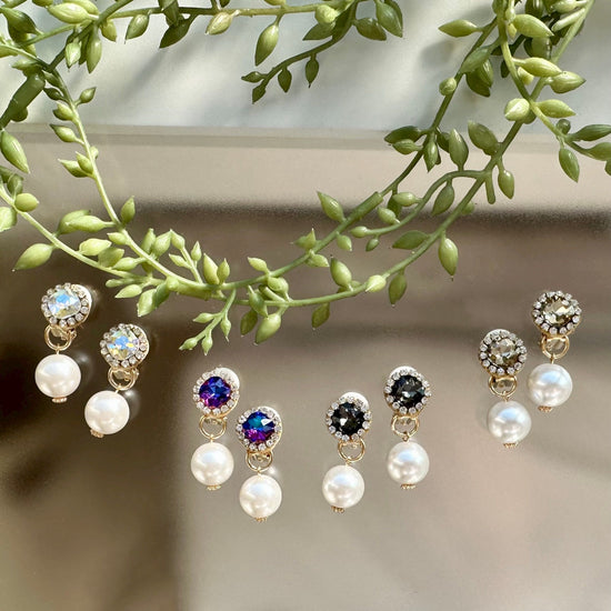 Pearl Pierced earrings with Glitter Bijoux, Clip-on earrings