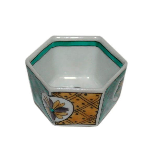 [Eisyou] Hexagonal Sake Cup with Blue Handles and Small Patterns