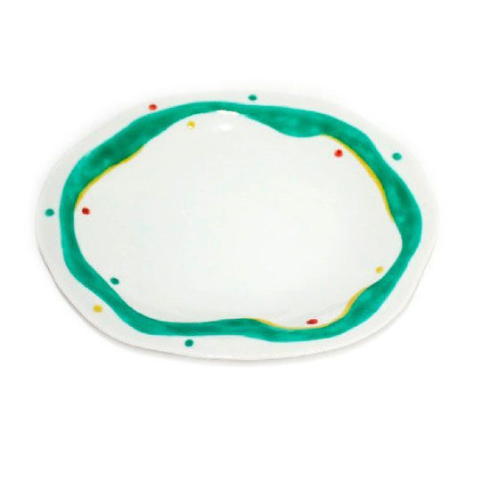 [Eisyou] 8" oval dish with polka dot design
