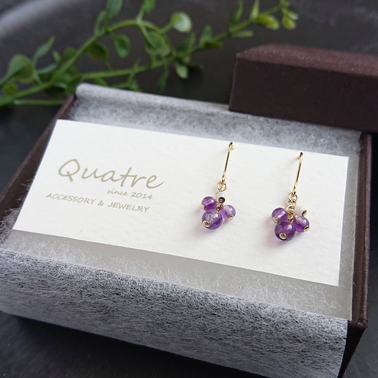 Amethyst Pierced earrings quatre