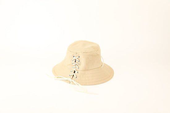 Lace-Up Bucket Hat (Beige)